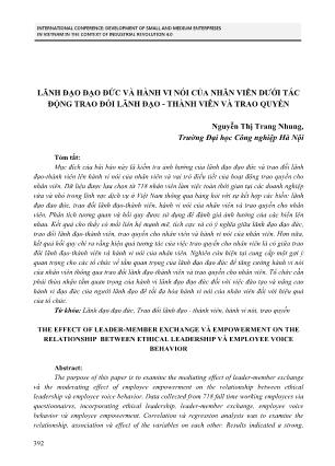 Lãnh đạo đạo đức và hành vi nói của nhân viên dưới tác động trao đổi lãnh đạo - thành viên và trao quyền