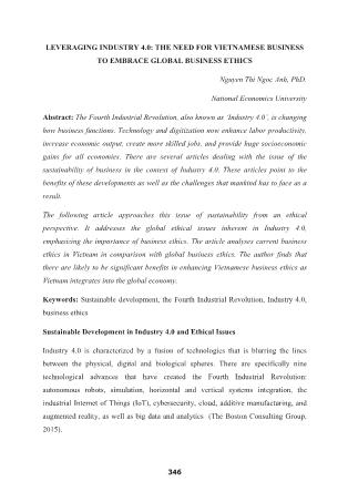 Leveraging industry 4.0: The need for Vietnamese business to embrace global business ethics