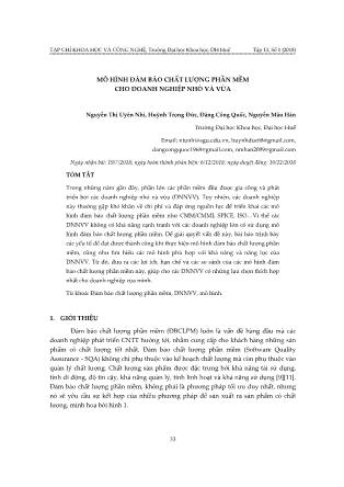 Mô hình đảm bảo chất lượng phần mềm cho doanh nghiệp nhỏ và vừa