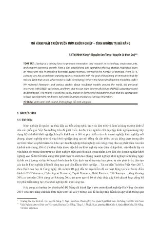 Mô hình phát triển vườn ươm khởi nghiệp – tình huống tại Đà Nẵng