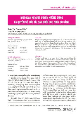 Mối quan hệ giữa quyền hưởng dụng và quyền sở hữu tài sản dưới góc nhìn so sánh