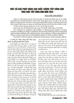 Một số giải pháp nâng cao chất lượng tiếp công dân theo luật tiếp công dân năm 2013