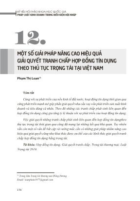 Một số giải pháp nâng cao hiệu quả giải quyết tranh chấp hợp đồng tín dụng theo thủ tục trọng tài tại Việt Nam