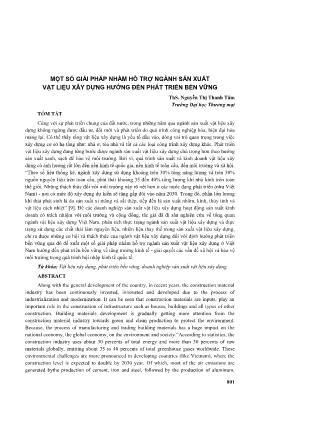 Một số giải pháp nhằm hỗ trợ ngành sản xuất vật liệu xây dựng hướng đến phát triển bền vững