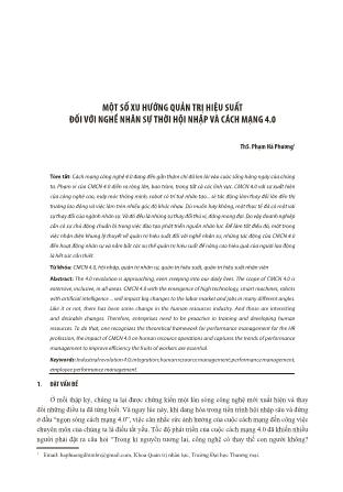 Một số xu hướng quản trị hiệu suất đối với nghề nhân sự thời hội nhập và cách mạng 4.0