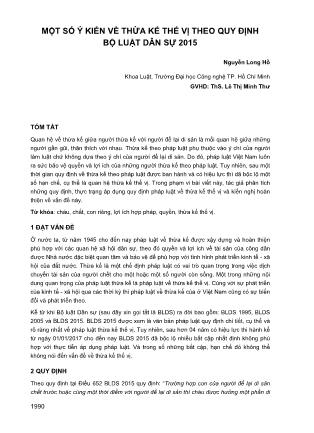 Một số ý kiến về thừa kế thế vị theo quy định bộ luật dân sự 2015