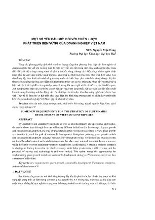 Một số yêu cầu mới đối với chiến lược phát triển bền vững của doanh nghiệp Việt Nam