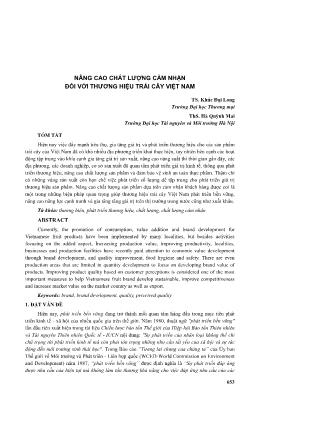Nâng cao chất lượng cảm nhận đối với thương hiệu trái cây Việt Nam