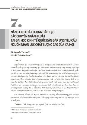 Nâng cao chất lượng đào tạo các chuyên ngành luật tại Đại học Kinh tế quốc dân đáp ứng yêu cầu nguồn nhân lực chất lượng cao của xã hội