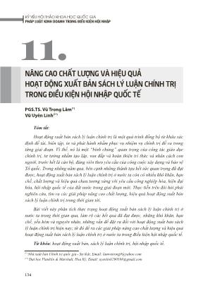 Nâng cao chất lượng và hiệu quả hoạt động xuất bản sách lý luận chính trị trong điều kiện hội nhập quốc tế