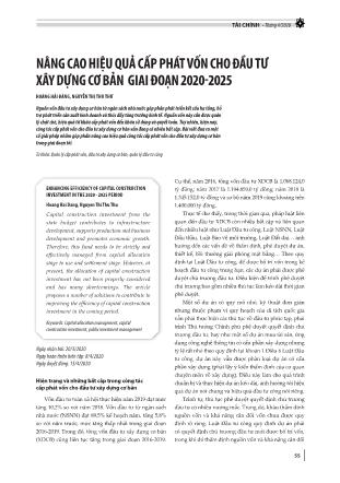 Nâng cao hiệu quả cấp phát vốn cho đầu tư xây dựng cơ bản giai đoạn 2020-2025