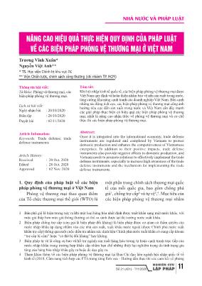 Nâng cao hiệu quả thực hiện quy định của pháp luật về các biện pháp phòng vệ thương mại ở Việt Nam