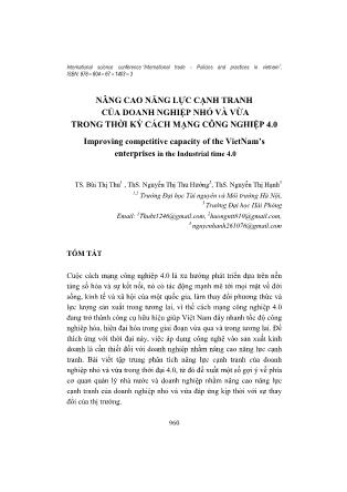 Nâng cao năng lực cạnh tranh của doanh nghiệp nhỏ và vừa trong thời kỳ cách mạng công nghiệp 4.0
