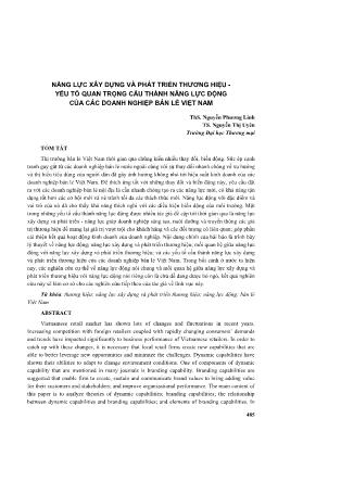 Năng lực xây dựng và phát triển thương hiệu - Yếu tố quan trọng cấu thành năng lực động của các doanh nghiệp bán lẻ Việt Nam