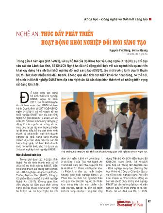 Nghệ An: Thúc đẩy phát triển hoạt động khởi nghiệp đổi mới sáng tạo