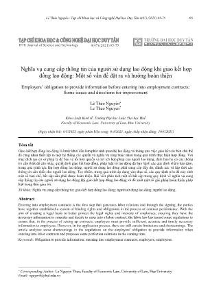 Nghĩa vụ cung cấp thông tin của người sử dụng lao động khi giao kết hợp đồng lao động: Một số vấn đề đặt ra và hướng hoàn thiện