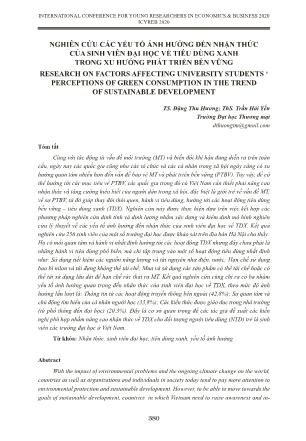 Nghiên cứu các yếu tố ảnh hưởng đến nhận thức của sinh viên đại học về tiêu dùng xanh trong xu hướng phát triển bền vững