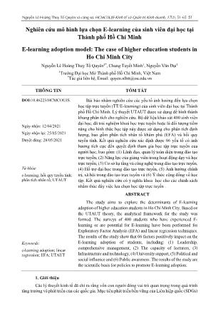 Nghiên cứu mô hình lựa chọn E-learning của sinh viên đại học tại Thành phố Hồ Chí Minh