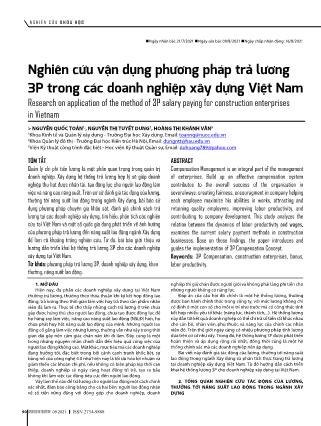 Nghiên cứu vận dụng phương pháp trả lương 3P trong các doanh nghiệp xây dựng Việt Nam