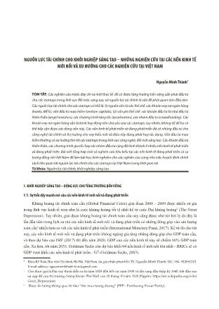 Nguồn lực tài chính cho khởi nghiệp sáng tạo – những nghiên cứu tại các nền kinh tế mới nổi và xu hướng cho các nghiên cứu tại Việt Nam