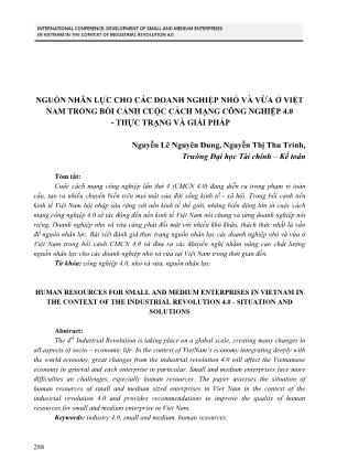 Nguồn nhân lực cho các doanh nghiệp nhỏ và vừa ở Việt Nam trong bối cảnh cuộc cách mạng công nghiệp 4.0 - Thực trạng và giải pháp
