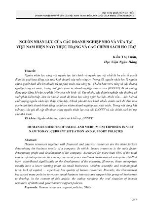 Nguồn nhân lực của các doanh nghiệp nhỏ và vừa tại Việt Nam hiện nay: Thực trạng và các chính sách hỗ trợ