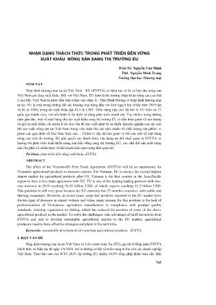 Nhận dạng thách thức trong phát triển bền vững xuất khẩu nông sản sang thị trường EU