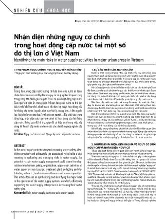 Nhận diện những nguy cơ chính trong hoạt động cấp nước tại một số đô thị lớn ở Việt Nam