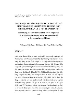 Nhận diện thương hiệu nước mắm xuất xứ Hải Phòng qua nghiên cứu trường hợp thị trường bán lẻ ở nội thành Hà Nội