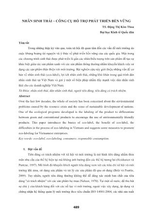 Nhãn sinh thái – công cụ hỗ trợ phát triển bền vững