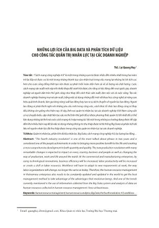 Những lợi ích của big data và phân tích dữ liệu cho công tác quản trị nhân lực tại các doanh nghiệp