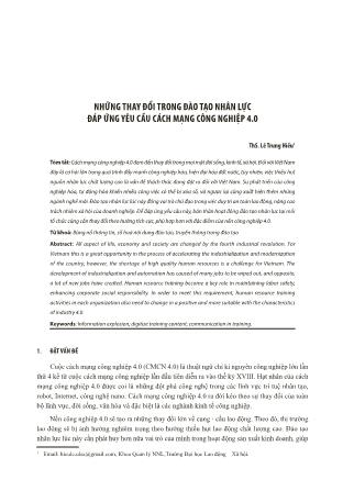 Những thay đổi trong đào tạo nhân lực đáp ứng yêu cầu cách mạng công nghiệp 4.0