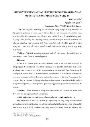 Những yêu cầu của pháp luật hợp đồng trong hội nhập quốc tế và cách mạng công nghệ 4.0