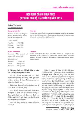 Nội dung của di chúc theo quy định của bộ luật dân sự năm 2015