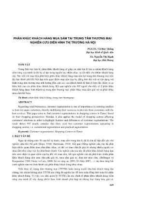Phân khúc khách hàng mua sắm tại trung tâm thương mại: Nghiên cứu điển hình thị trường Hà Nội