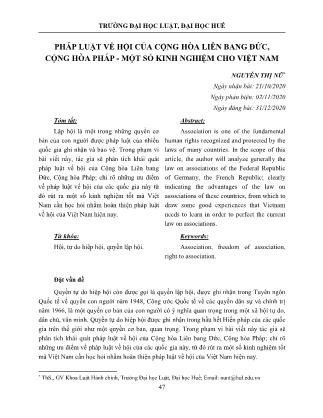 Pháp luật về hội của cộng hòa Liên bang Đức, Cộng hòa Pháp - Một số kinh nghiệm cho Việt Nam