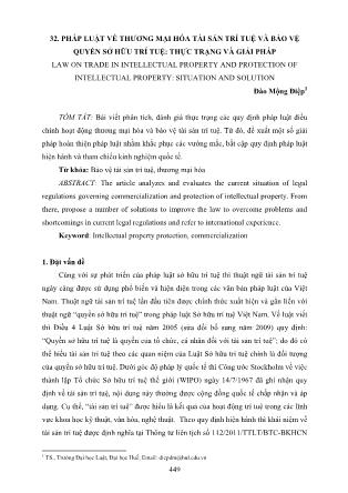 Pháp luật về thương mại hóa tài sản trí tuệ và bảo vệ quyền sở hữu trí tuệ: Thực trạng và giải pháp