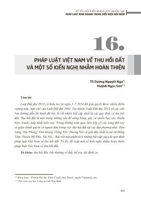 Pháp luật Việt Nam về thu hồi đất và một số kiến nghị nhằm hoàn thiện