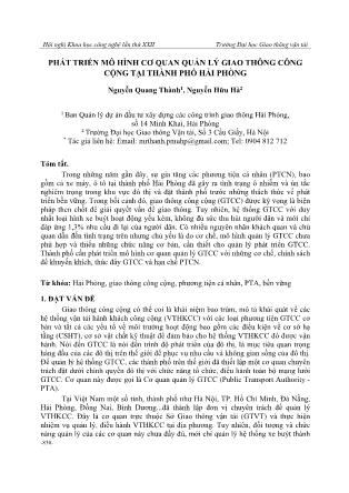 Phát triển mô hình cơ quan quản lý giao thông công cộng tại thành phố Hải Phòng
