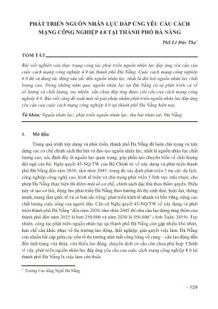 Phát triển nguồn nhân lực đáp ứng yêu cầu cách mạng công nghiệp 4.0 tại Thành phố Đà Nẵng
