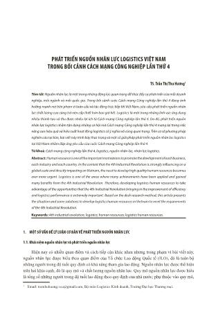 Phát triển nguồn nhân lực logistics Việt Nam trong bối cảnh cách mạng công nghiệp lần thứ 4