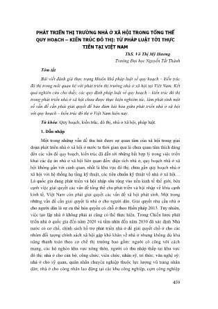 Phát triển thị trường nhà ở xã hội trong trong thể quy hoạch – kiến trúc đô thị: Từ pháp luật tới thực tiễn tại Việt Nam
