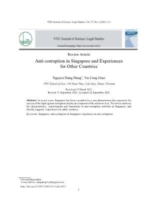 Phòng, chống tham nhũng ở Singapore và kinh nghiệm cho các quốc gia