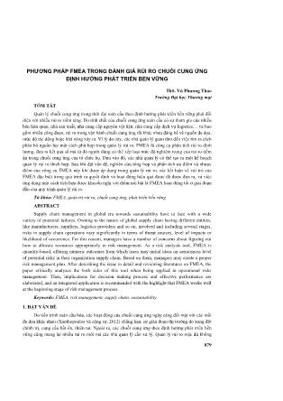 Phương pháp Fmea trong đánh giá rủi ro chuỗi cung ứng định hướng phát triển bền vững