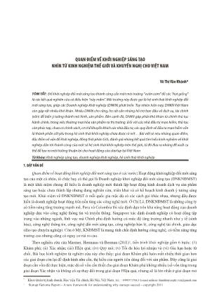 Quan điểm về khởi nghiệp sáng tạo nhìn từ kinh nghiệm thế giới và khuyến nghị cho Việt Nam
