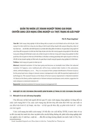 Quản trị nhân lực doanh nghiệp trong giai đoạn chuyển sang cách mạng công nghiệp 4.0: Thực trạng và giải pháp