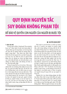 Quy định nguyên tắc suy đoán không phạm tội để bảo vệ quyền con người của người bị buộc tội