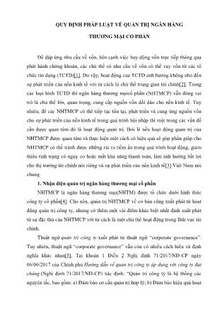 Quy định pháp luật về quản trị ngân hàng thương mại Cổ phần (Phần 1)