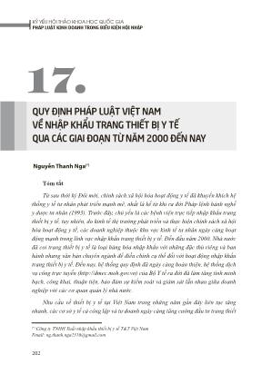 Quy định pháp luật Việt Nam về nhập khẩu trang thiết bị y tế qua các giai đoạn từ năm 2000 đến nay