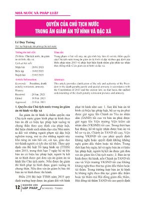 Quyền của chủ tịch nước trong ân giảm án tử hình và đặc xá